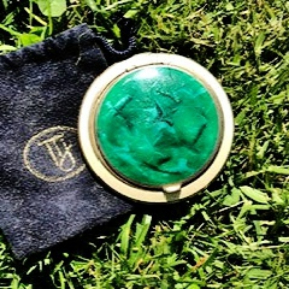 Vintage Green Marbled Enamel Compact